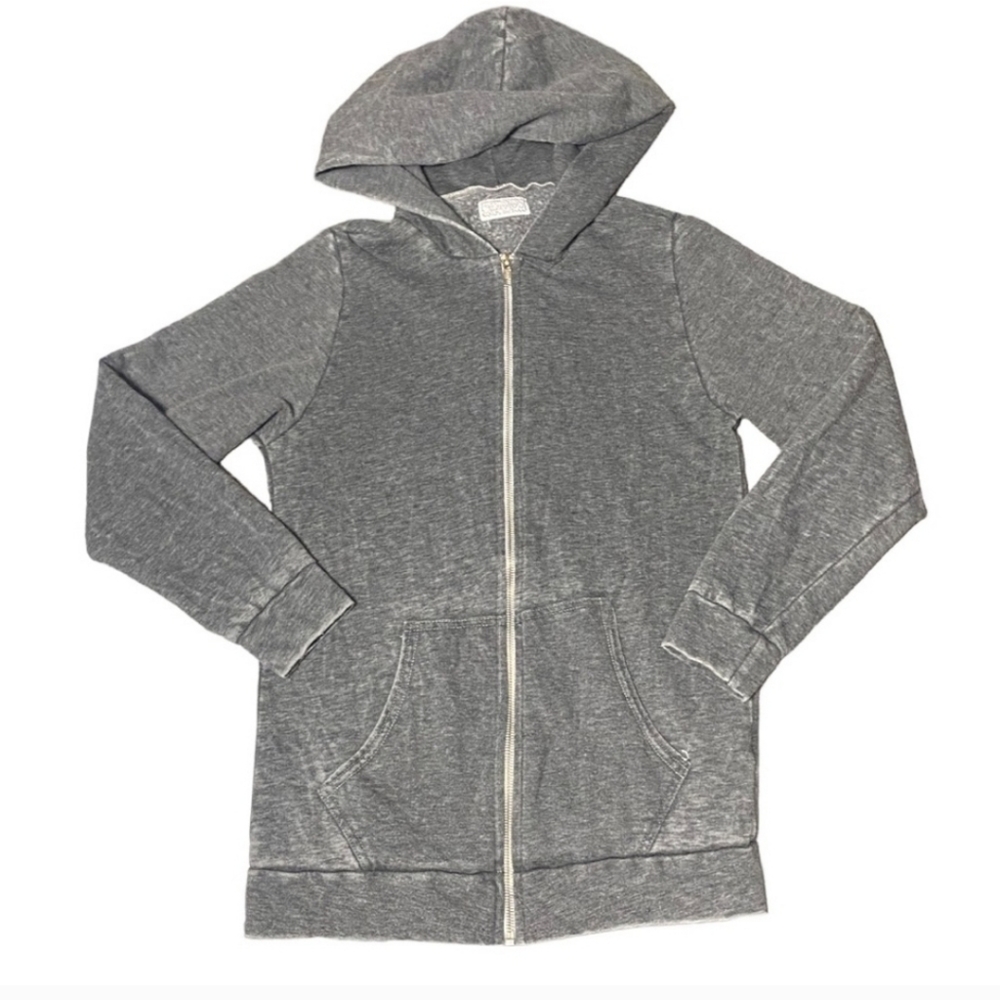 Lauren Moshi Gray Burnout Full Zip Hoodie